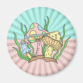 魔法のキノコかわいいパステル マグネット