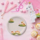 魔法のキノコの森の緑の赤ちゃんシャワー ペーパープレート (パーティー)