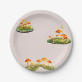魔法のキノコの森の緑の赤ちゃんシャワー ペーパープレート (正面)