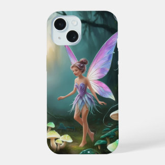 魔法のキノコの森の美しい妖精 iPhone 15ケース