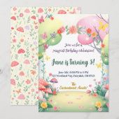 魔法のキノコの森　お誕生日会へのご招待 招待状 (正面/裏面)