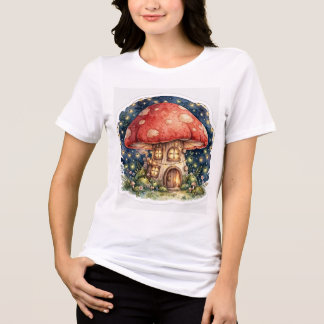 魔法のキノコハウス - 魔法の森 トライブレンドTシャツ