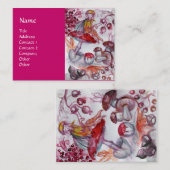 魔法のキノコファンタジーピンク紫レッド 名刺 (正面/裏面)