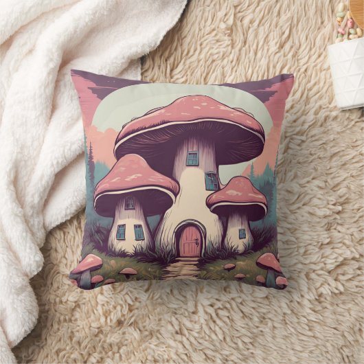 魔法のキノコ牧草地D4 クッション (ブランケット)