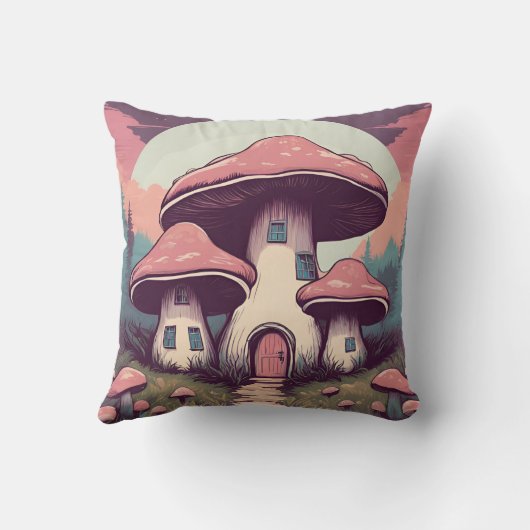 魔法のキノコ牧草地D4 クッション (裏面)
