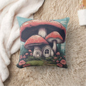 魔法のキノコ牧草地D6 クッション (ブランケット)