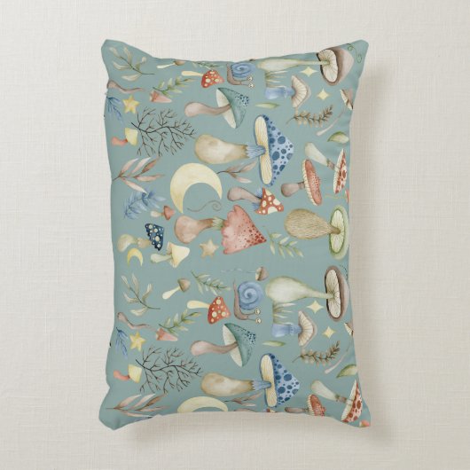 魔法のキノコ神秘的なセージ緑 アクセントクッション (正面(垂直))