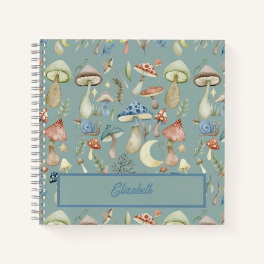 魔法のキノコ神秘的なハイゲパーソナライズされた ノートブック (正面)