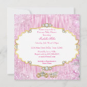 魔法のキャリッジプリンセスベビーシャワーピンク 招待状 (裏面)