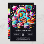 魔法のキャンディランド誕生日 招待状 (正面/裏面)