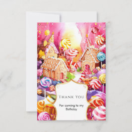 魔法のキュートなキャンディーランドの誕生日 サンキューカード