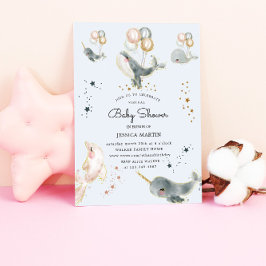 魔法のクジラと星仮想ベビーシャワー 招待状