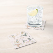 魔法のクジラの風船が赤ちゃんシャワーを星 スクエアペーパーコースター (インサイチュ)