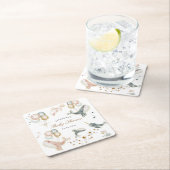 魔法のクジラの風船が赤ちゃんシャワーを星 スクエアペーパーコースター (インサイチュ)