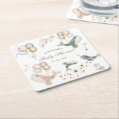 魔法のクジラの風船が赤ちゃんシャワーを星 スクエアペーパーコースター (アングル)