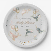 魔法のクジラの風船が赤ちゃんシャワーを星 ペーパープレート (正面)