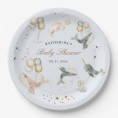 魔法のクジラの風船が赤ちゃんシャワーを星 ペーパープレート (正面)