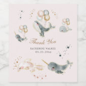 魔法のクジラの風船が赤ちゃんシャワーを星 ワインラベル (シングルラベル)