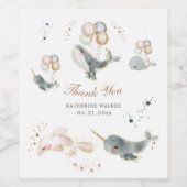 魔法のクジラの風船が赤ちゃんシャワーを星 ワインラベル (シングルラベル)