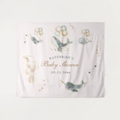 魔法のクジラ風船星のベビーシャワー タペストリー (正面(横))