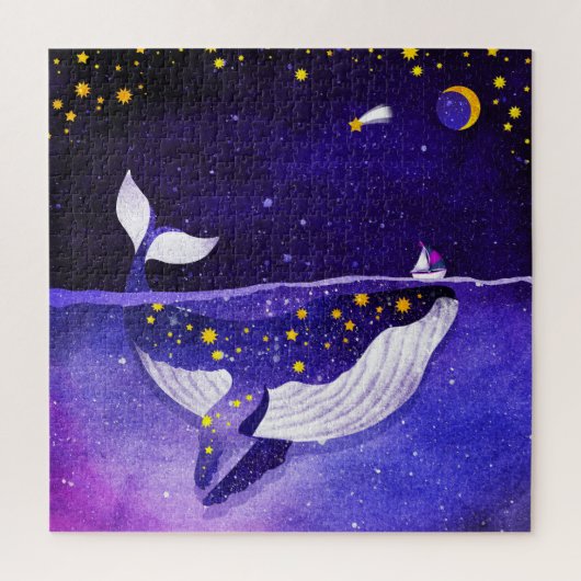 魔法のクジラ：暗い海夜 ジグソーパズル (縦)