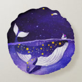 魔法のクジラ:暗い海夜 ラウンドクッション (裏面)