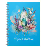 魔法のクリスタルドリームキャッチャー水色 ノートブック (正面)