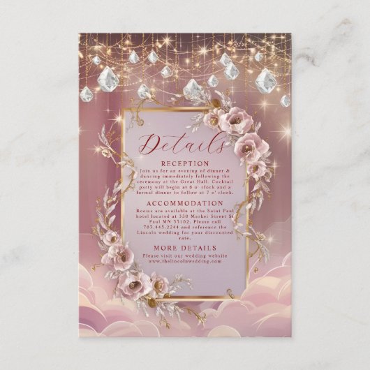 魔法のクリスタルドロップ金ゴールドア結婚ントセント エンクロージャーカード (正面)