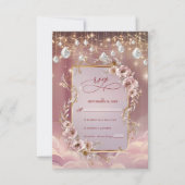 魔法のクリスタルドロップ金ゴールドア結婚ントセント 出欠カード (正面)