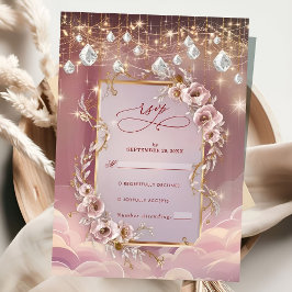 魔法のクリスタルドロップ金ゴールドア結婚ントセント 出欠カード