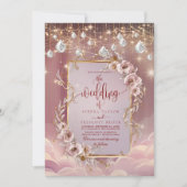 魔法のクリスタルドロップ金ゴールドア結婚ントセント 招待状 (正面)