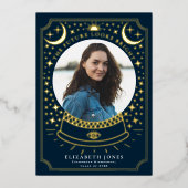 魔法のクリスタルボール 卒業写真 発表 箔招待状 (正面)