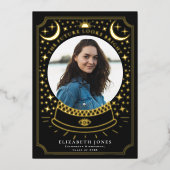 魔法のクリスタルボール 卒業写真 発表 箔招待状 (正面)