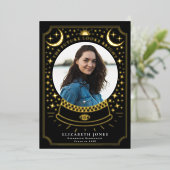 魔法のクリスタルボール 卒業写真 発表 箔招待状 (立ち正面)