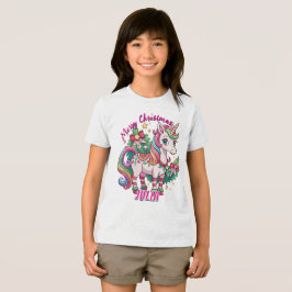 魔法のクリスマスかわいいユニコーンのギフトキッズ トライブレンドTシャツ