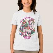 魔法のクリスマスかわいいユニコーンのギフトキッズ トライブレンドＴシャツ (正面)