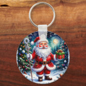 魔法のクリスマスにプレゼントを贈るサンタクロース キーホルダー (裏面)