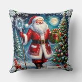 魔法のクリスマスにプレゼントを贈るサンタクロース クッション (裏面)