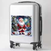 魔法のクリスマスにプレゼントを贈るサンタクロース シール (スーツケース)