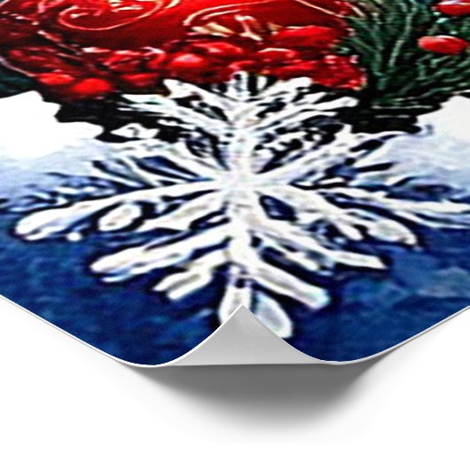 魔法のクリスマスにプレゼントを贈るサンタクロース ポスター (角)