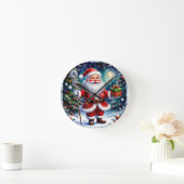 魔法のクリスマスにプレゼントを贈るサンタクロース ラウンド壁時計 (ホーム)