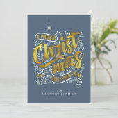 魔法のクリスマスのタイポグラフィの金ゴールドID441 シーズンカード (スタンド正面)