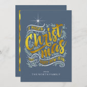 魔法のクリスマスのタイポグラフィの金ゴールドID441 シーズンカード (正面/裏面)