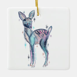 魔法のクリスマスの冬の鹿 セラミックオーナメント