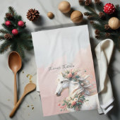 魔法のクリスマスの新年馬 キッチンタオル