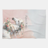 魔法のクリスマスの新年馬 キッチンタオル (横)