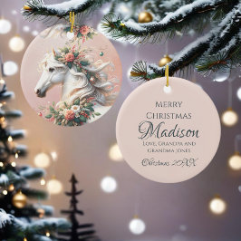 魔法のクリスマスの新年馬 セラミックオーナメント