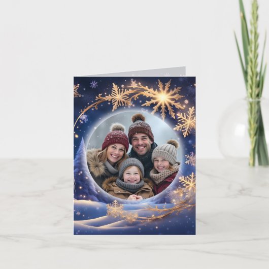 魔法のクリスマスの時間 – 黄金の雪、写真 シーズンカード (正面)