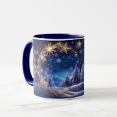 魔法のクリスマスの時間 – 黄金の雪、写真 マグカップ (正面左)