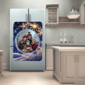 魔法のクリスマスの時間 – 黄金の雪、写真 マグネット